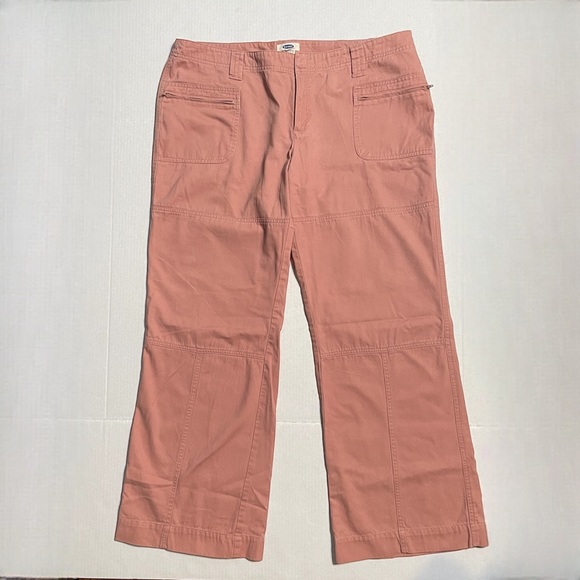 Y2K Vintage Wide Leg 100% Cotton Chino Mid-rise pink pants. Old Navy, size 16 - Picture 3 of 15